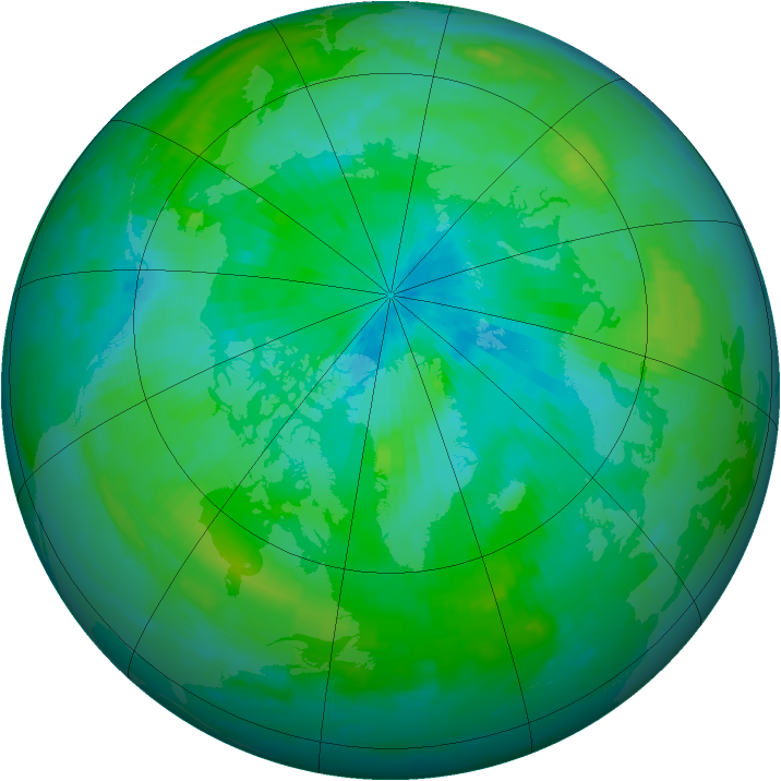 Arctic ozone map for 15 August 1997